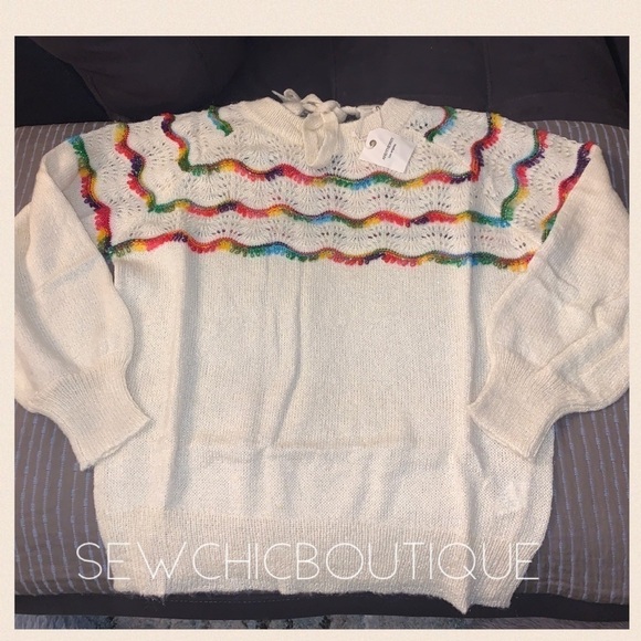 Rainbow 🌈 Textured Back Tie Sweater - Picture 6 of 8